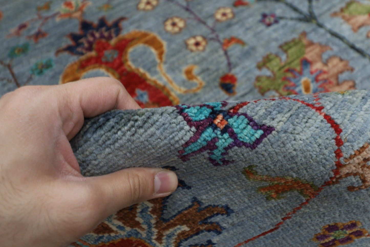 200 x 292 cm | Oriental sultani Gray Afghan Tribal Hand Knotted Wool Carpet