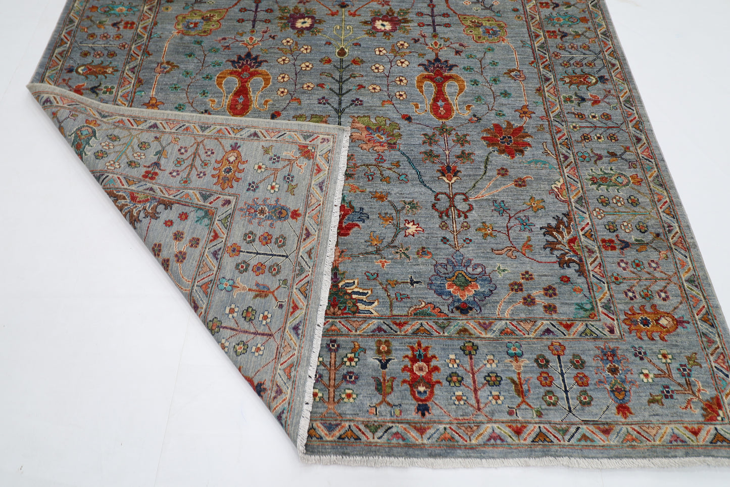 200 x 292 cm | Oriental sultani Gray Afghan Tribal Hand Knotted Wool Carpet