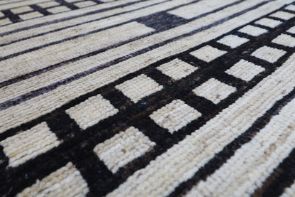 172 x 233 cm | Oriental Moroccan Style Beige Afghan Tribal Hand Knotted Wool Carpet