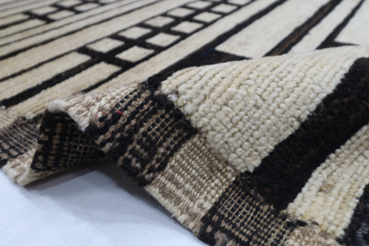 172 x 233 cm | Oriental Moroccan Style Beige Afghan Tribal Hand Knotted Wool Carpet