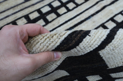 172 x 233 cm | Oriental Moroccan Style Beige Afghan Tribal Hand Knotted Wool Carpet