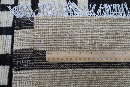 172 x 233 cm | Oriental Moroccan Style Beige Afghan Tribal Hand Knotted Wool Carpet