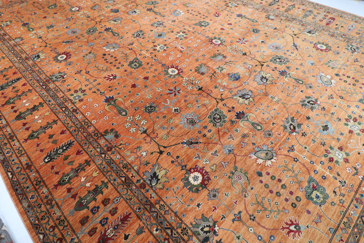 393 x 586 cm | Large Floral Afghan Veg Dye Wool carpet