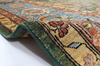 350 x 440 cm | Green Afghan Veg Dye Wool carpet