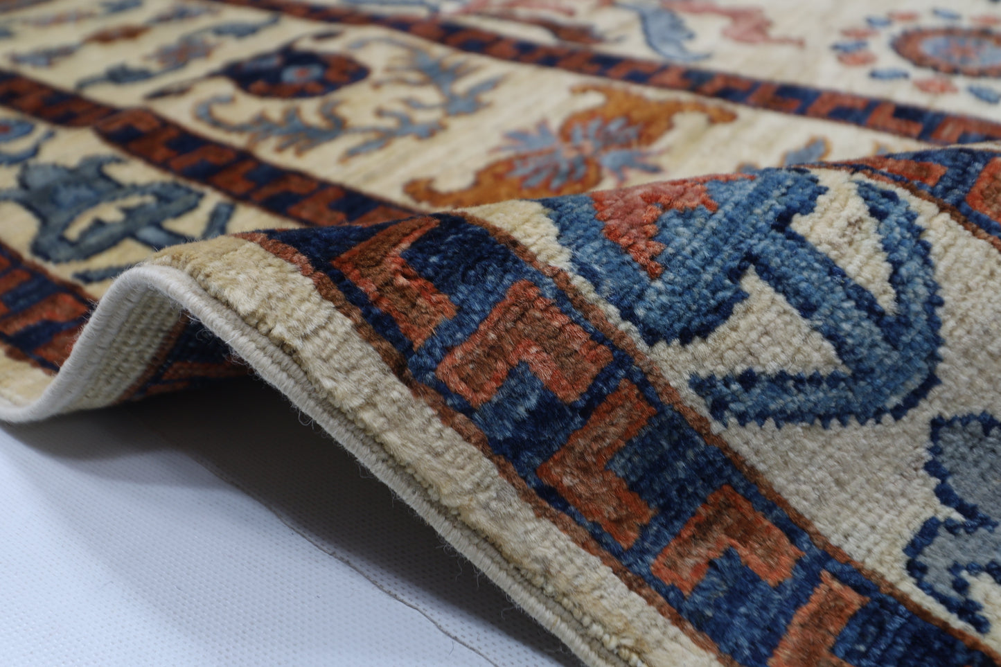 203 x 302 cm | Oriental Suzani beige Area Rug Afghan Tribal Hand Knotted Wool Carpet
