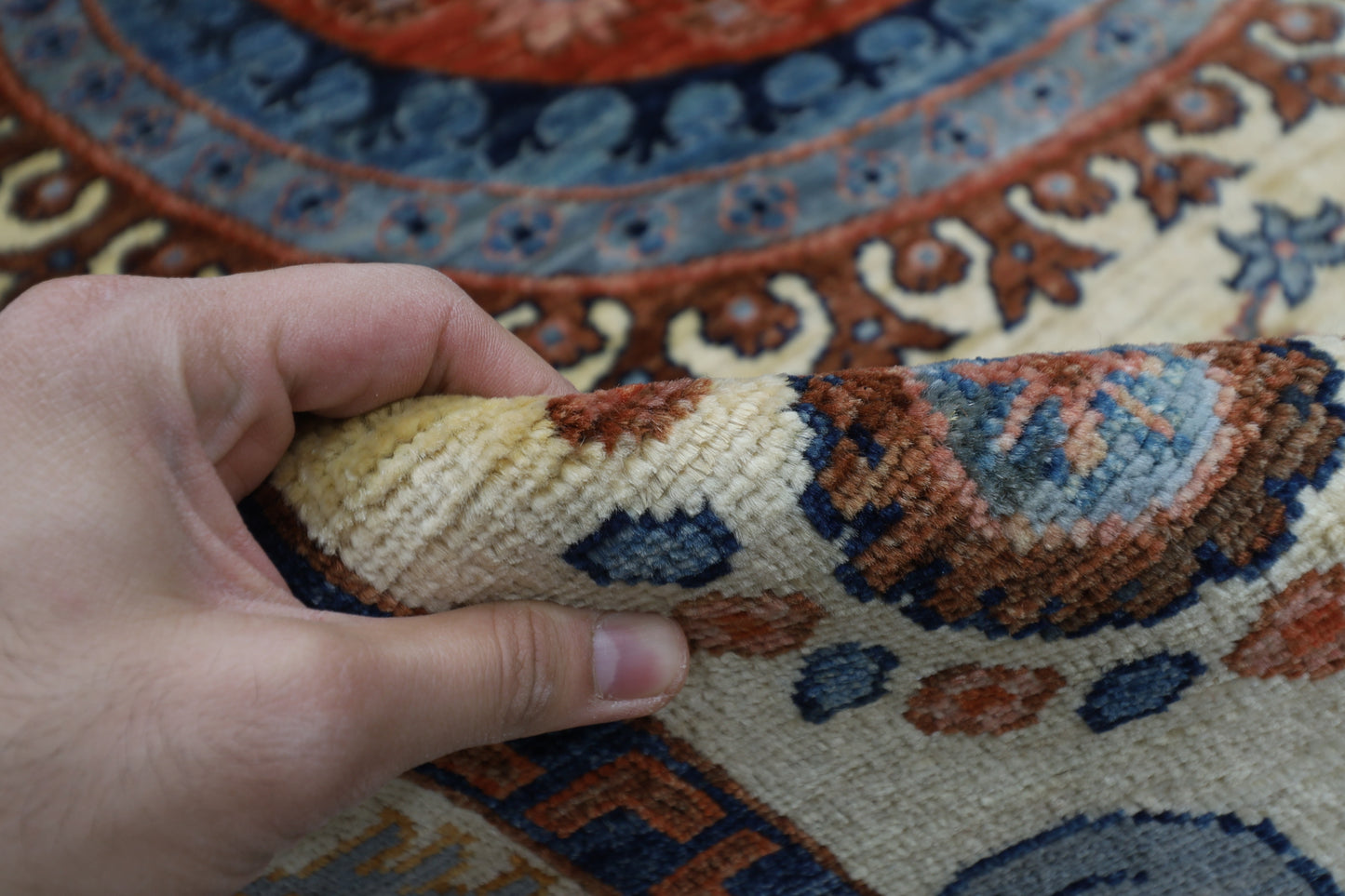 203 x 302 cm | Oriental Suzani beige Area Rug Afghan Tribal Hand Knotted Wool Carpet