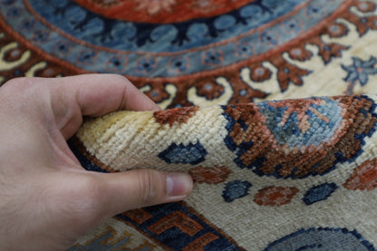 203 x 302 cm | Oriental Suzani beige Area Rug Afghan Tribal Hand Knotted Wool Carpet