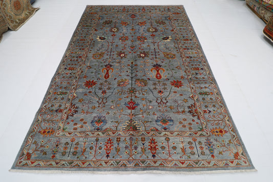 200 x 297 cm | Oriental Sultani Gray Area Rug Afghan Tribal Hand Knotted Wool Carpet