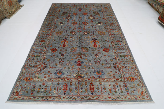200 x 297 cm | Oriental Sultani Gray Area Rug Afghan Tribal Hand Knotted Wool Carpet