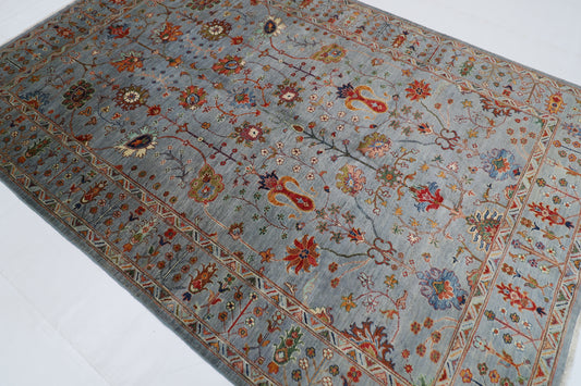 200 x 297 cm | Oriental Sultani Gray Area Rug Afghan Tribal Hand Knotted Wool Carpet