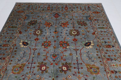 200 x 297 cm | Oriental Sultani Gray Area Rug Afghan Tribal Hand Knotted Wool Carpet