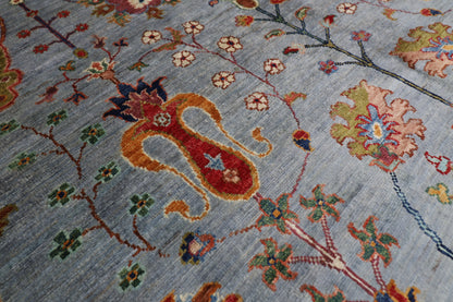 200 x 297 cm | Oriental Sultani Gray Area Rug Afghan Tribal Hand Knotted Wool Carpet