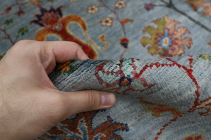 200 x 297 cm | Oriental Sultani Gray Area Rug Afghan Tribal Hand Knotted Wool Carpet