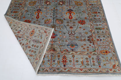 200 x 297 cm | Oriental Sultani Gray Area Rug Afghan Tribal Hand Knotted Wool Carpet