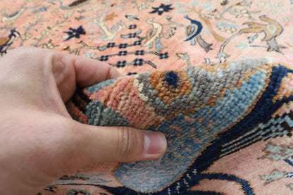 391 x 467 cm | Pink Birds Afghan Veg Dye Wool carpet