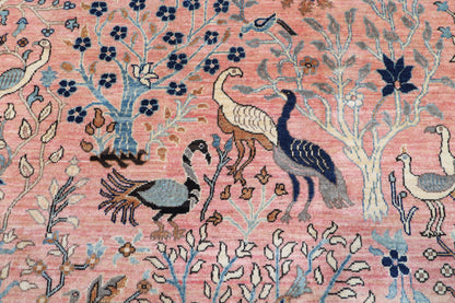 391 x 467 cm | Pink Birds Afghan Veg Dye Wool carpet