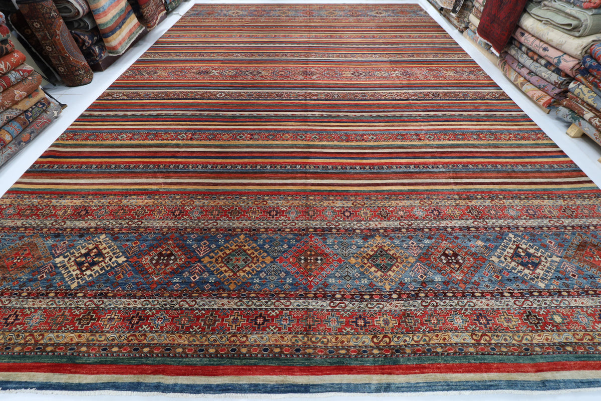 405 x 593 cm | Tribal Afghan Veg Dye Wool carpet