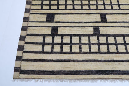 212 x 303 cm | Oriental Moroccan Beige Area Rug Afghan Tribal Hand Knotted Wool Carpet