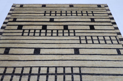 212 x 303 cm | Oriental Moroccan Beige Area Rug Afghan Tribal Hand Knotted Wool Carpet