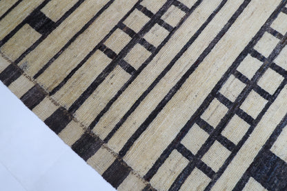 212 x 303 cm | Oriental Moroccan Beige Area Rug Afghan Tribal Hand Knotted Wool Carpet
