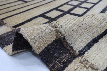 212 x 303 cm | Oriental Moroccan Beige Area Rug Afghan Tribal Hand Knotted Wool Carpet