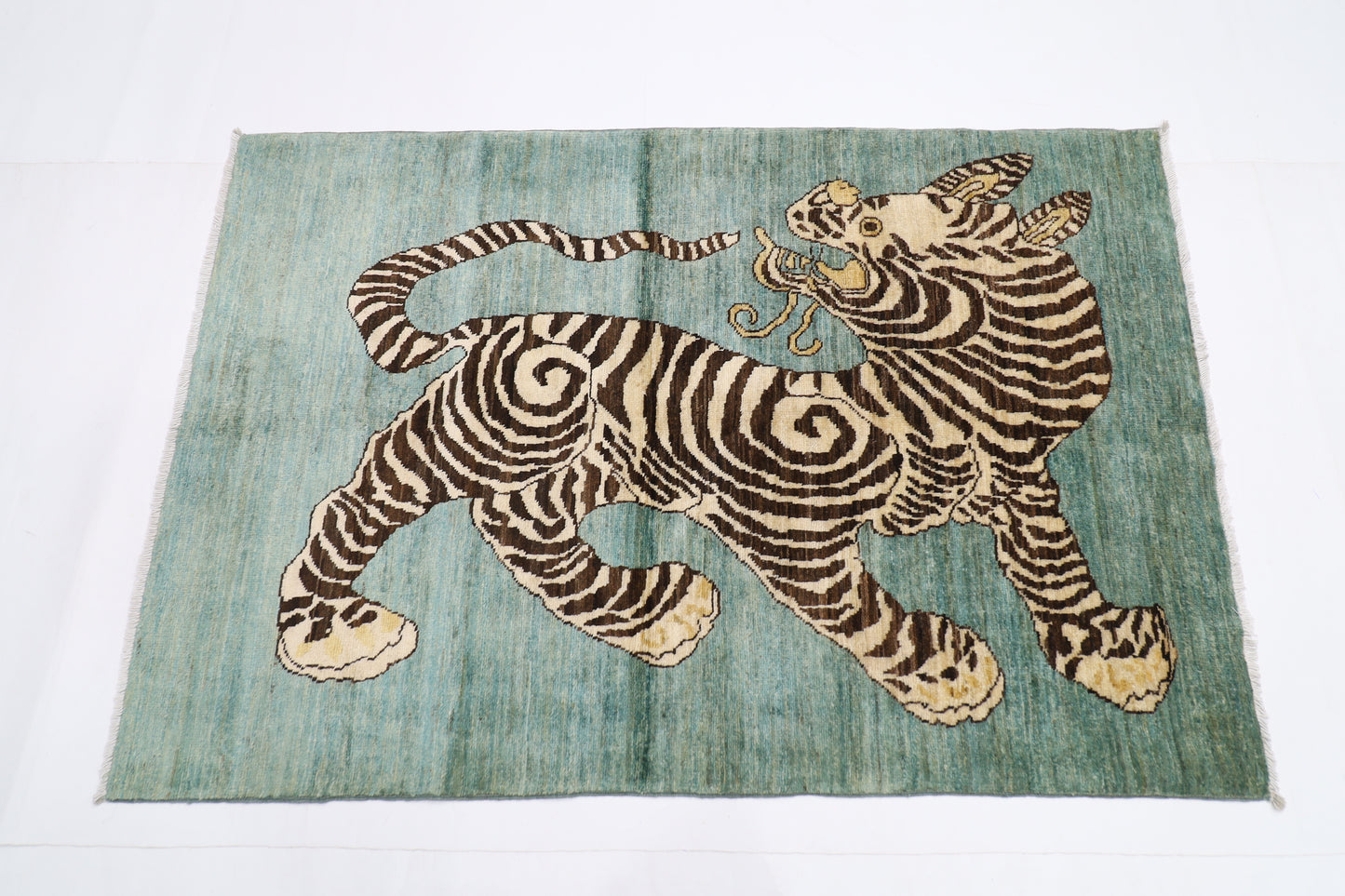 100 x 147 cm |  Oriental Tiger Animal Area Rug Afghan Hand Knotted Veg Dye Wool carpet