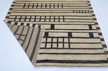 212 x 303 cm | Oriental Moroccan Beige Area Rug Afghan Tribal Hand Knotted Wool Carpet