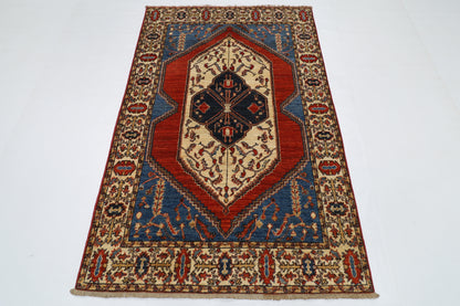 120 x 184 cm | Oriental heriz Red Area Rug Afghan Tribal Hand Knotted Wool Carpet