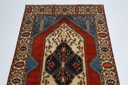 120 x 184 cm | Oriental heriz Red Area Rug Afghan Tribal Hand Knotted Wool Carpet