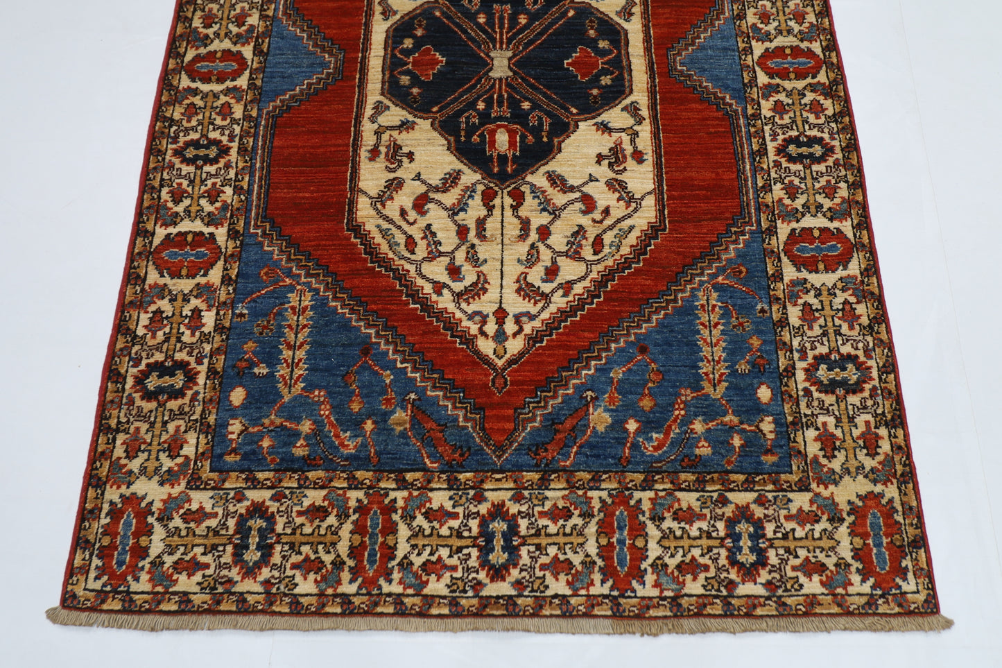 120 x 184 cm | Oriental heriz Red Area Rug Afghan Tribal Hand Knotted Wool Carpet