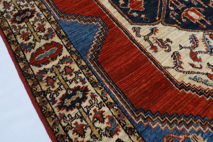 120 x 184 cm | Oriental heriz Red Area Rug Afghan Tribal Hand Knotted Wool Carpet