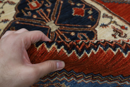 120 x 184 cm | Oriental heriz Red Area Rug Afghan Tribal Hand Knotted Wool Carpet