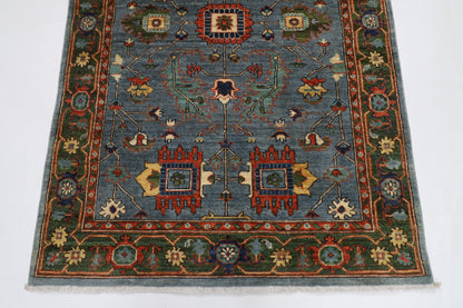 122 x 180 cm | Oriental Floral Gray Area Rug Afghan Tribal Hand Knotted Wool Carpet