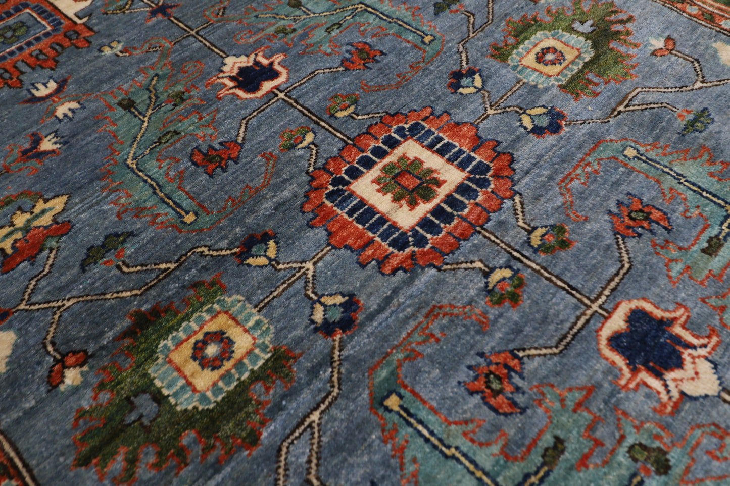 122 x 180 cm | Oriental Floral Gray Area Rug Afghan Tribal Hand Knotted Wool Carpet