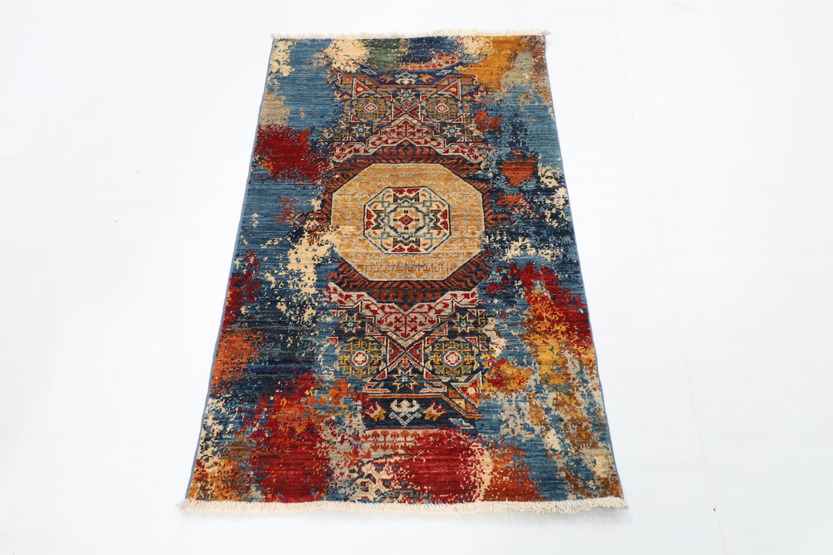 80 x 129 cm | Abstract Afghan Veg Dye Wool carpet