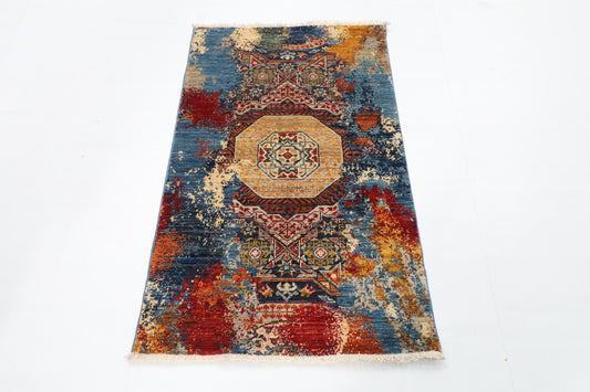 80 x 129 cm | Abstract Afghan Veg Dye Wool carpet