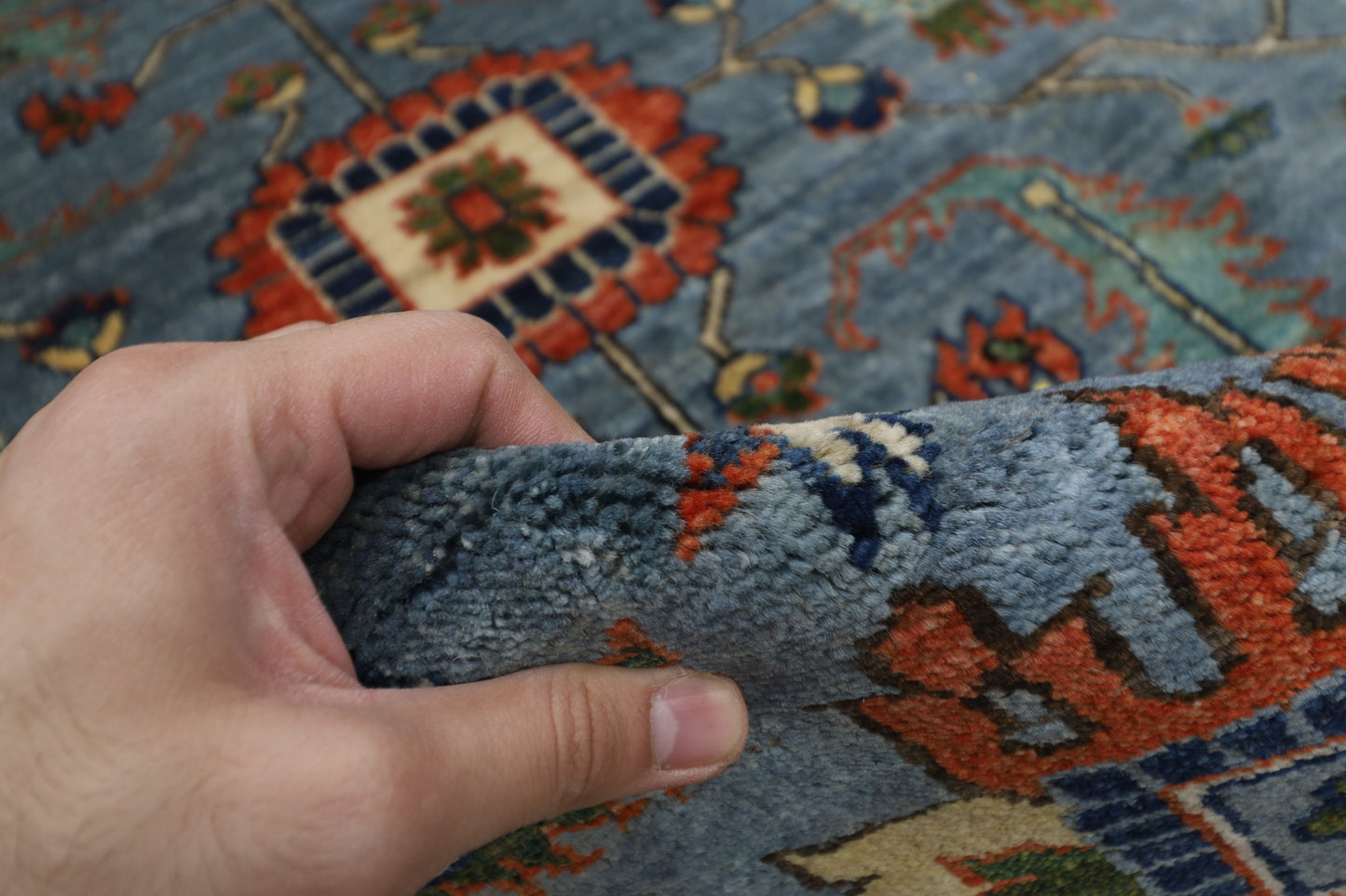 122 x 180 cm | Oriental Floral Gray Area Rug Afghan Tribal Hand Knotted Wool Carpet