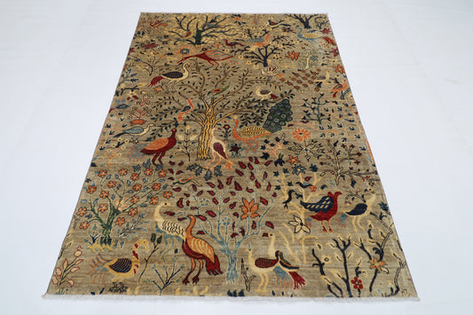 147 x 200 cm | Oriental birds Area Rug Afghan Tribal Hand Knotted Wool Carpet