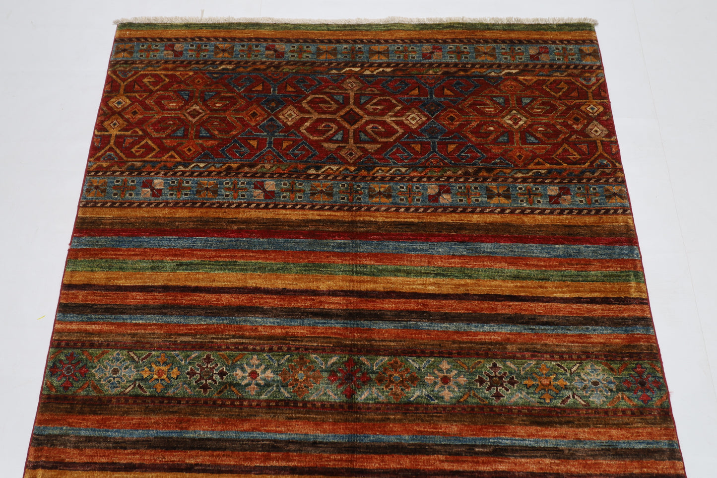 126 x 184 cm | Oriental Turkish Shall Area Rug Afghan Tribal Hand Knotted Wool Carpet