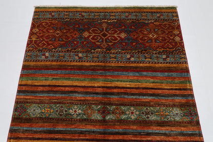 126 x 184 cm | Oriental Turkish Shall Area Rug Afghan Tribal Hand Knotted Wool Carpet