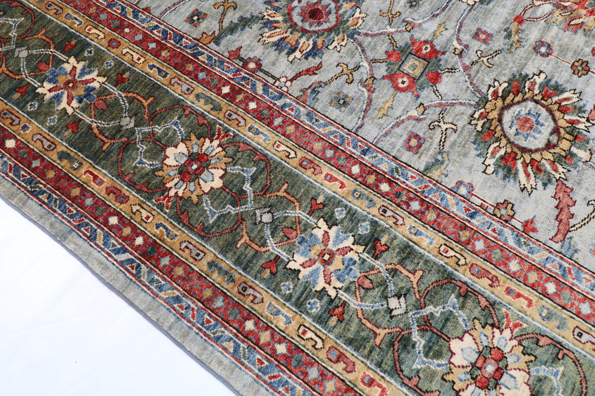 300 x 423 cm | Large Floral Hand Knotted veg Dye Wool Afghan Carpet