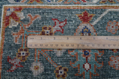 148 x 201 cm | Oriental Floral Green Area Rug Afghan Tribal Hand Knotted Wool Carpet