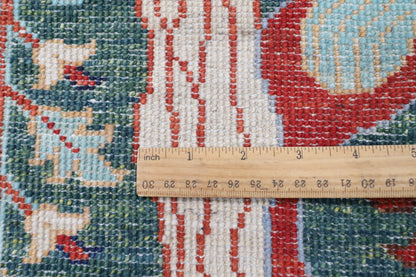 302 x 417 cm | Large Birds Green Hand Knotted veg Dye Wool Afghan Carpet