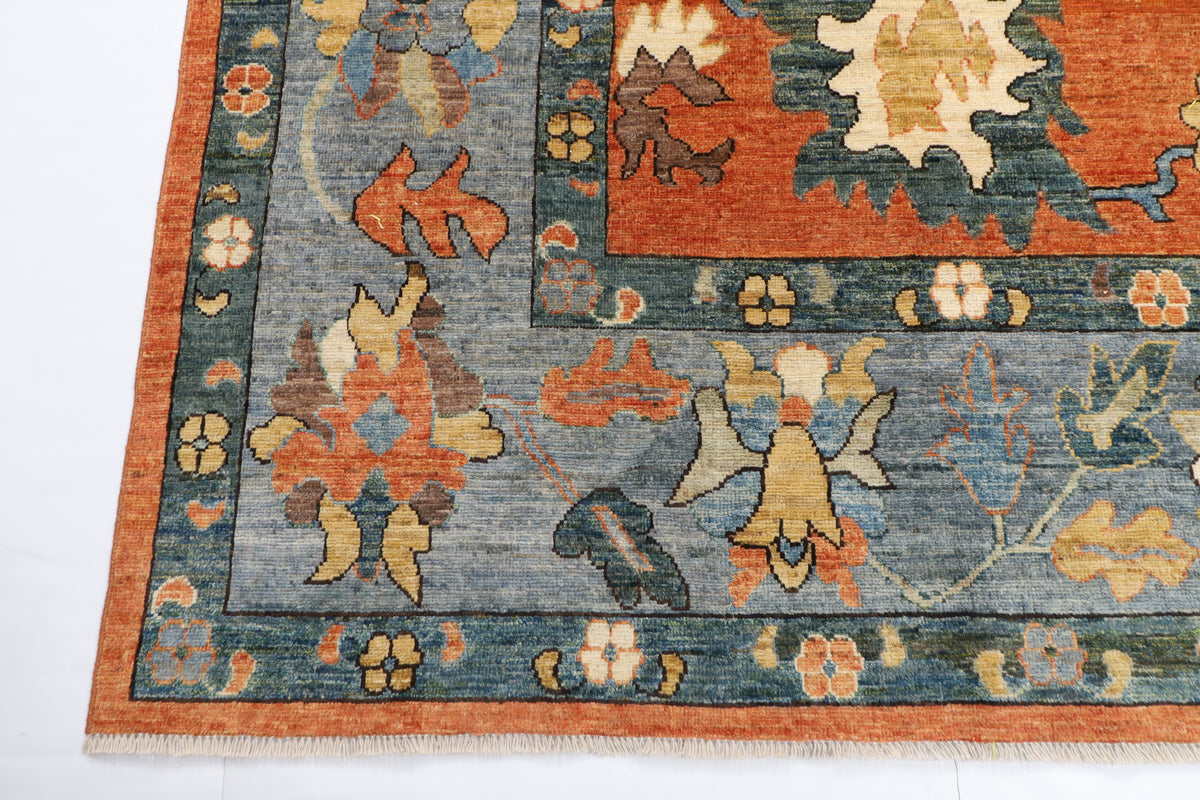 283 x 366 cm | Oushak design Hand Knotted veg Dye Wool Afghan Carpet