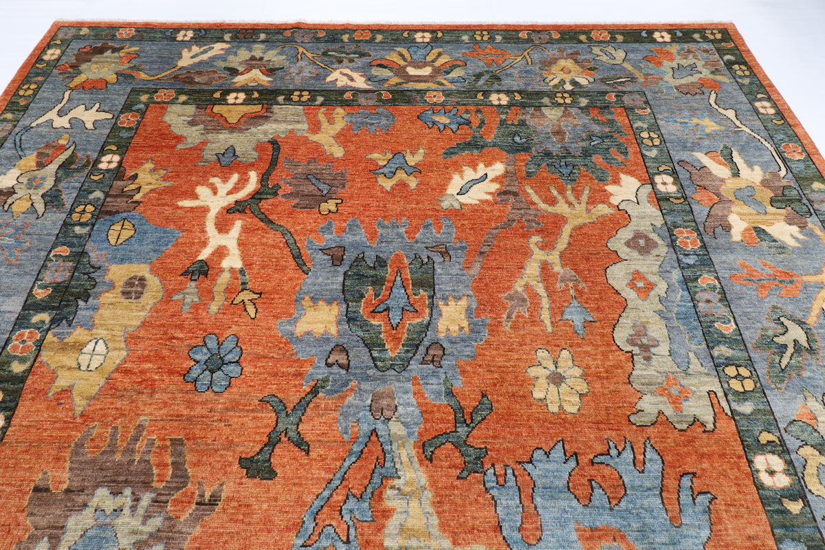 283 x 366 cm | Oushak design Hand Knotted veg Dye Wool Afghan Carpet