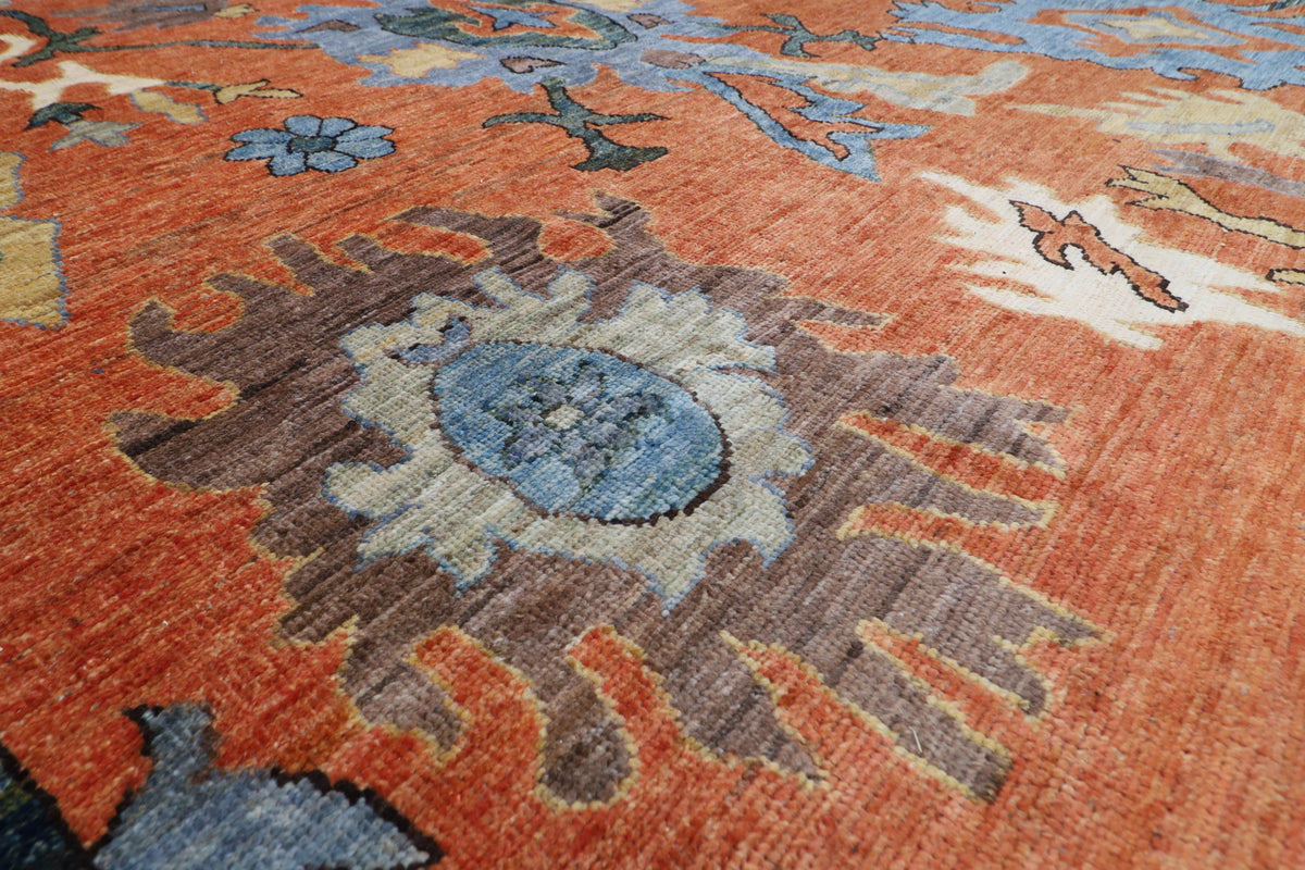 283 x 366 cm | Oushak design Hand Knotted veg Dye Wool Afghan Carpet