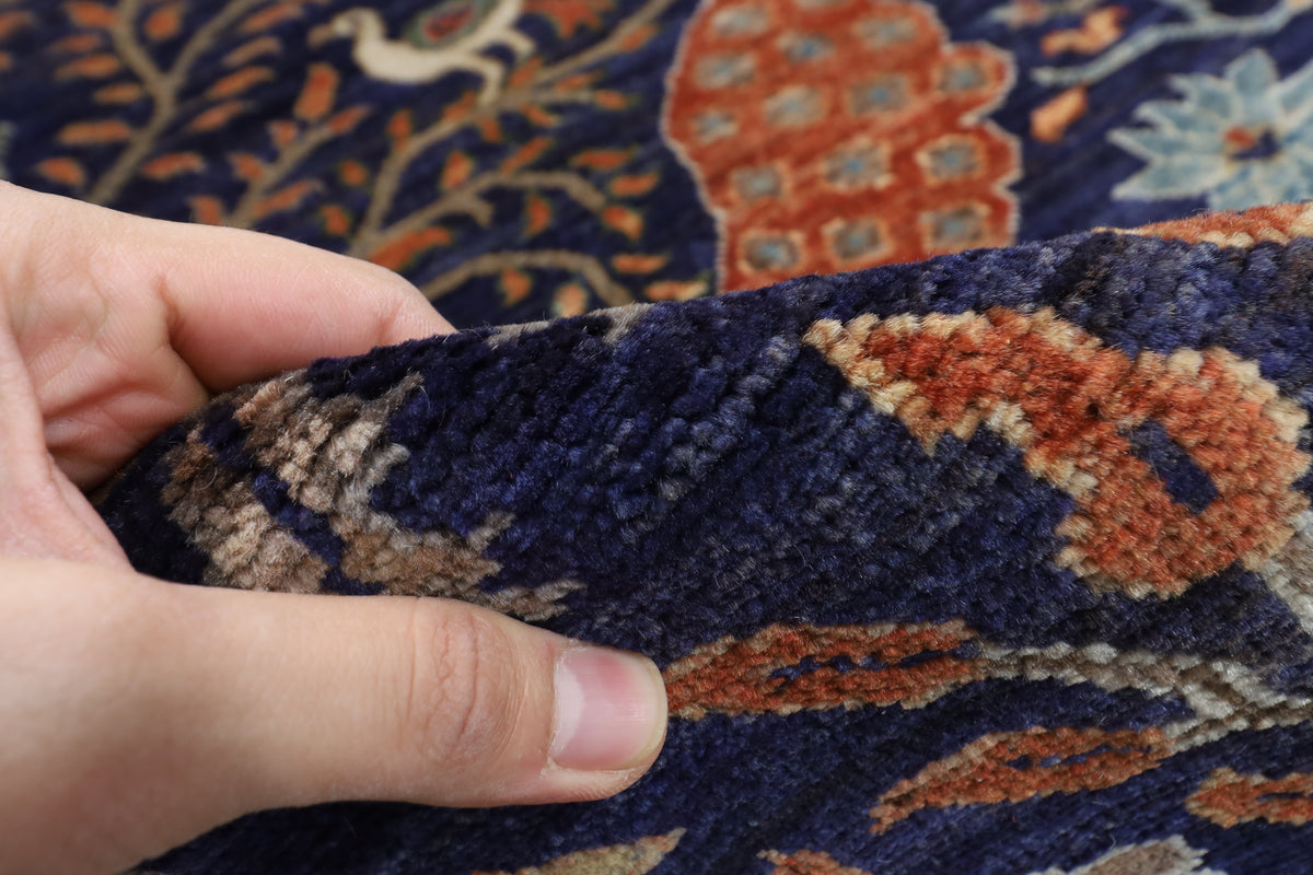 250 x 300 cm | Birds Blue design Hand Knotted veg Dye Wool Afghan Carpet