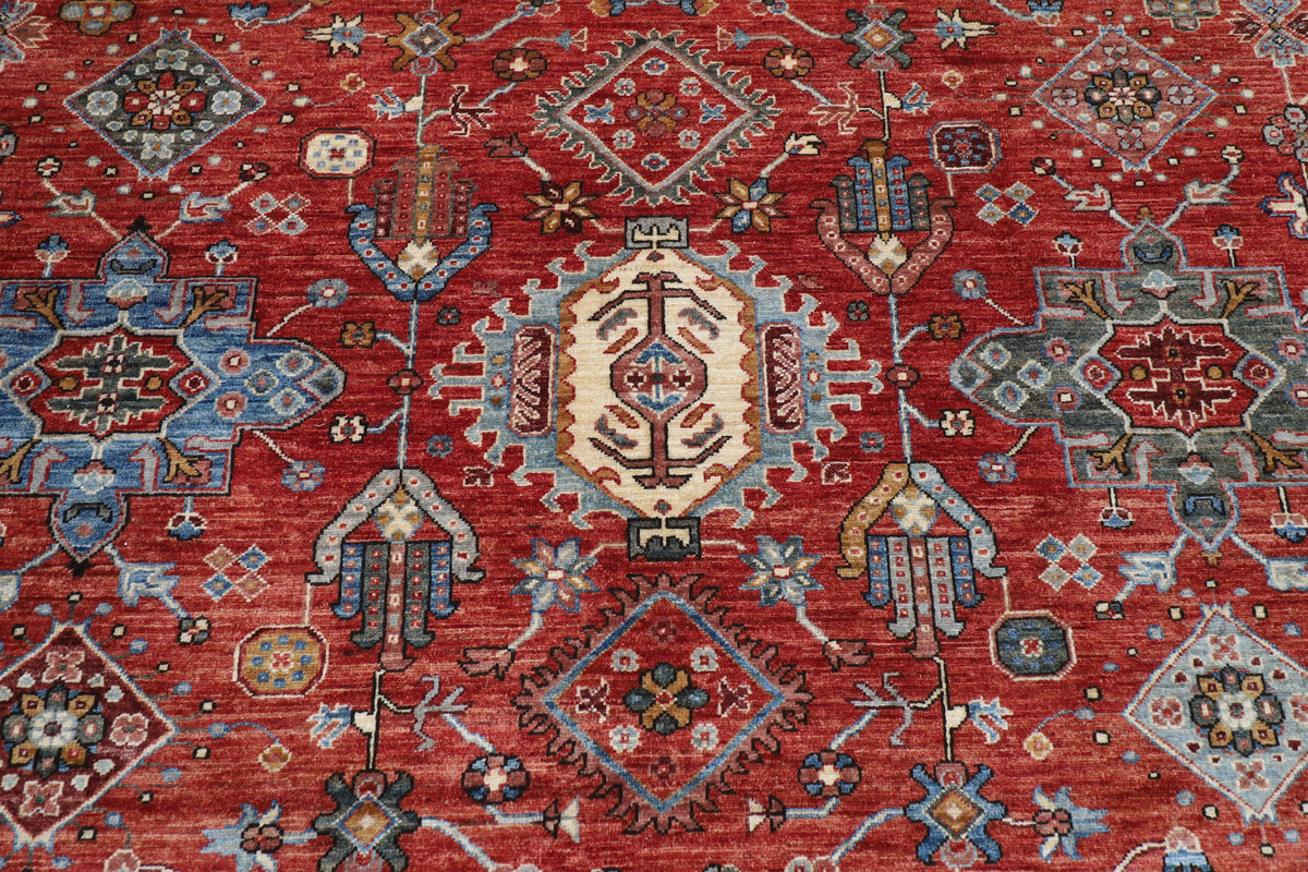 273 x 360 cm | Waziri design Hand Knotted veg Dye Wool Afghan Carpet