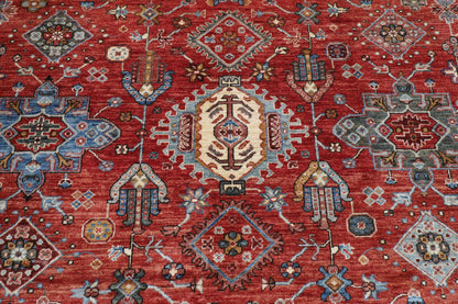 273 x 360 cm | Waziri design Hand Knotted veg Dye Wool Afghan Carpet