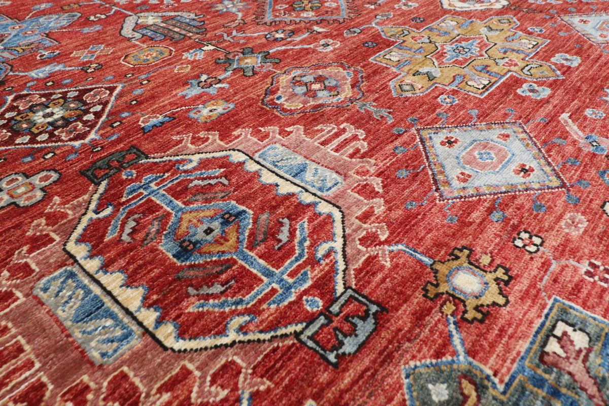 273 x 360 cm | Waziri design Hand Knotted veg Dye Wool Afghan Carpet